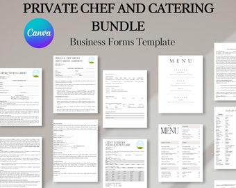 Editable and Printable Private chef and Catering services bundle Forms template, Private chef contract, Catering Services contract template