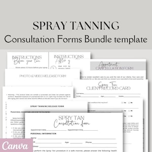 Edytowalny i drukowalny szablon biznesowy Spray Tan, formularze konsultacyjne dotyczące Spray Tanning, formularz biznesowy Tanning, formularz zgody, formularz konsultacyjny
