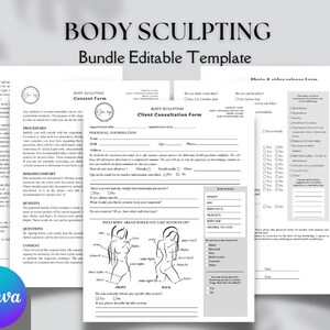 Editable Body Sculpting client Intake Bundle Forms, Body Sculpting Consultation forms, Body Contouring, Body Sculpt consent, Spa Form