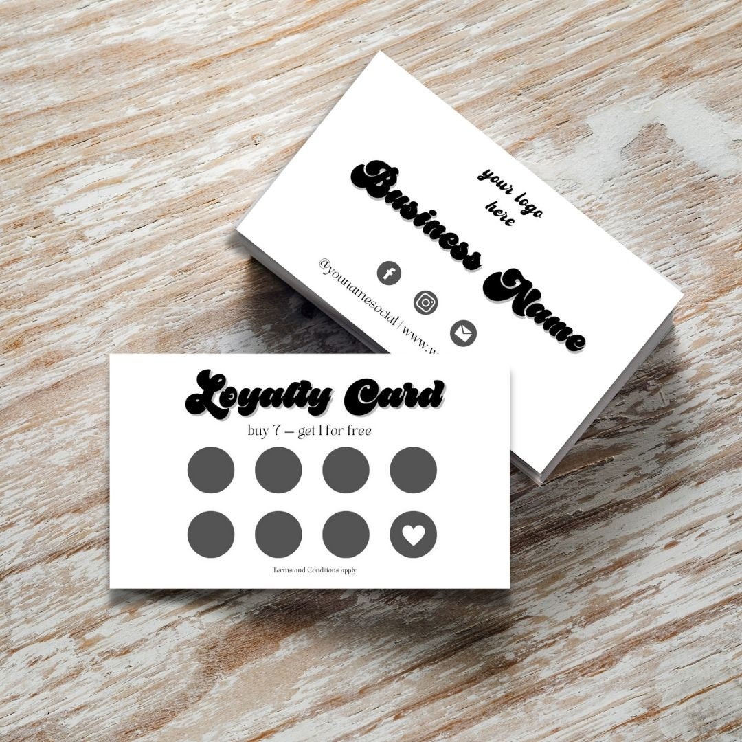 Editable and Printable Retro Loyalty Card Template, Customer Punch Card ...