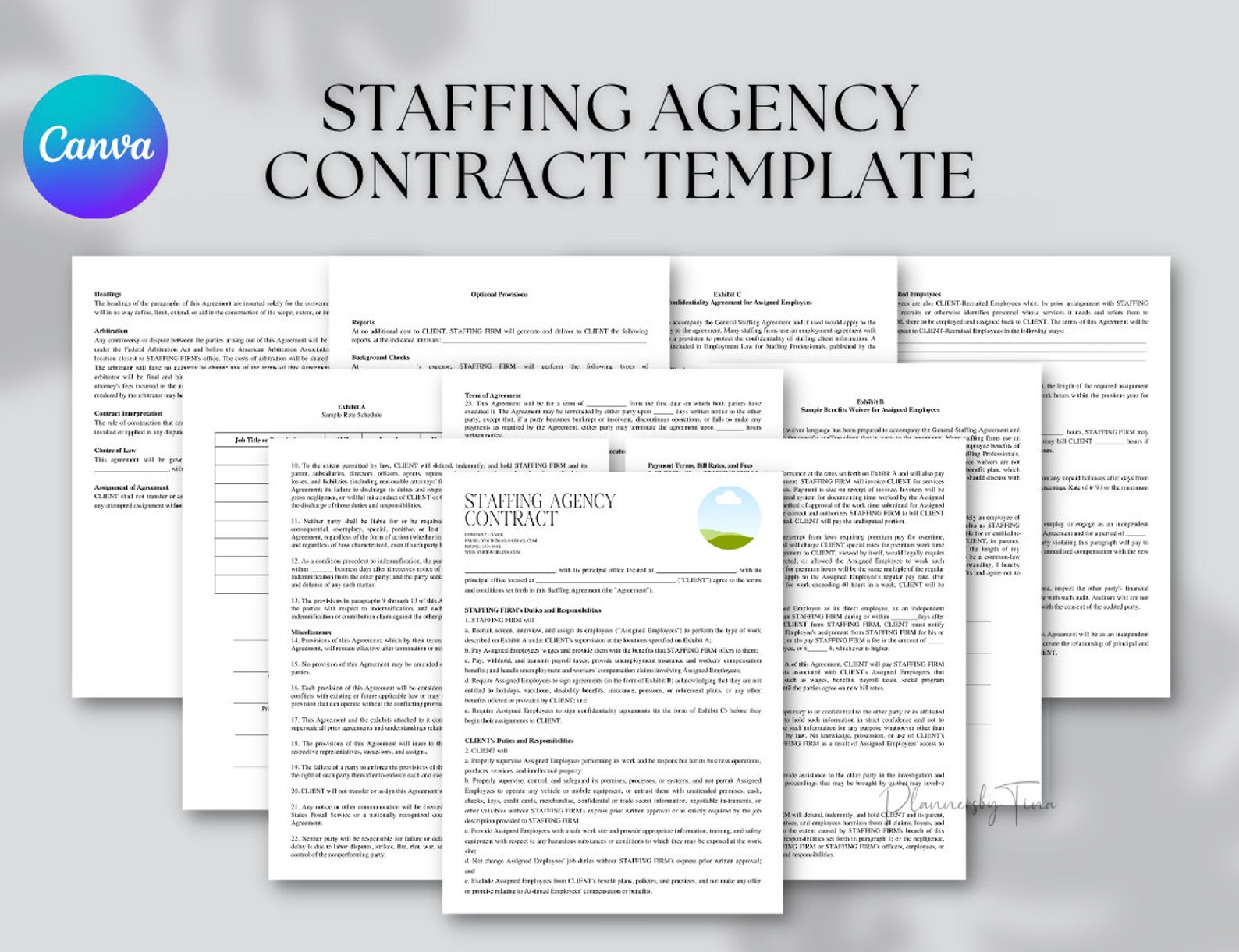 Editable and Printable Staffing Agency Contracts Template, Recruitment Editable and Printable Staffing Agency Contracts Template, Recruitment