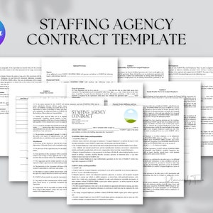 Editable and Printable Staffing Agency Contracts template, Recruitment Business Agreements, HR Contract full editable Templates