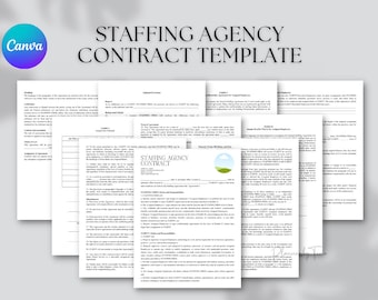 Editable and Printable Staffing Agency Contracts template, Recruitment Business Agreements, HR Contract full editable Templates