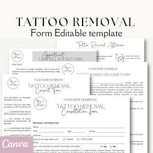 Full editable Laser Tattoo Removal form Template, Laser tattoo removal Consent Form and Business Form, After care instructions, Esthetician