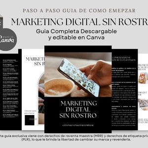 Guía personalizada de marketing digital sin rostro, Marketing digital sin rostro y reventa en español, Productos Digitales PLR, Ebook PLR