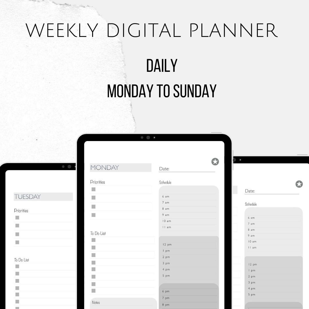 Digital and Printable Weekly Planner iPad Weekly Planner Etsy
