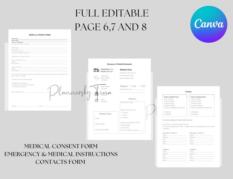 Editable and Printable Nanny Business Form Bundle Template, Nanny ...