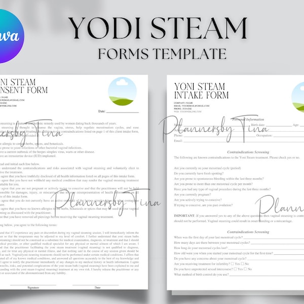 editable and Printable Yodi Steam Consent forms, Yodi client intake, Yodi steam business forms, V Steam Herb Selection, Yodi Business Set