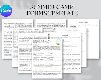 Editable and Printable Summer Camp Registration Form Template, Canva Summer camp Forms editable template, Summer club Forms