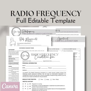 Full editable Radio Frequency form Template, Radio Frequency Consent Form and Business Form, Body Sculpting Consultation, Esthetician form