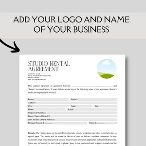 Editable and Printable Studio Rental Agreement Contract Template ...