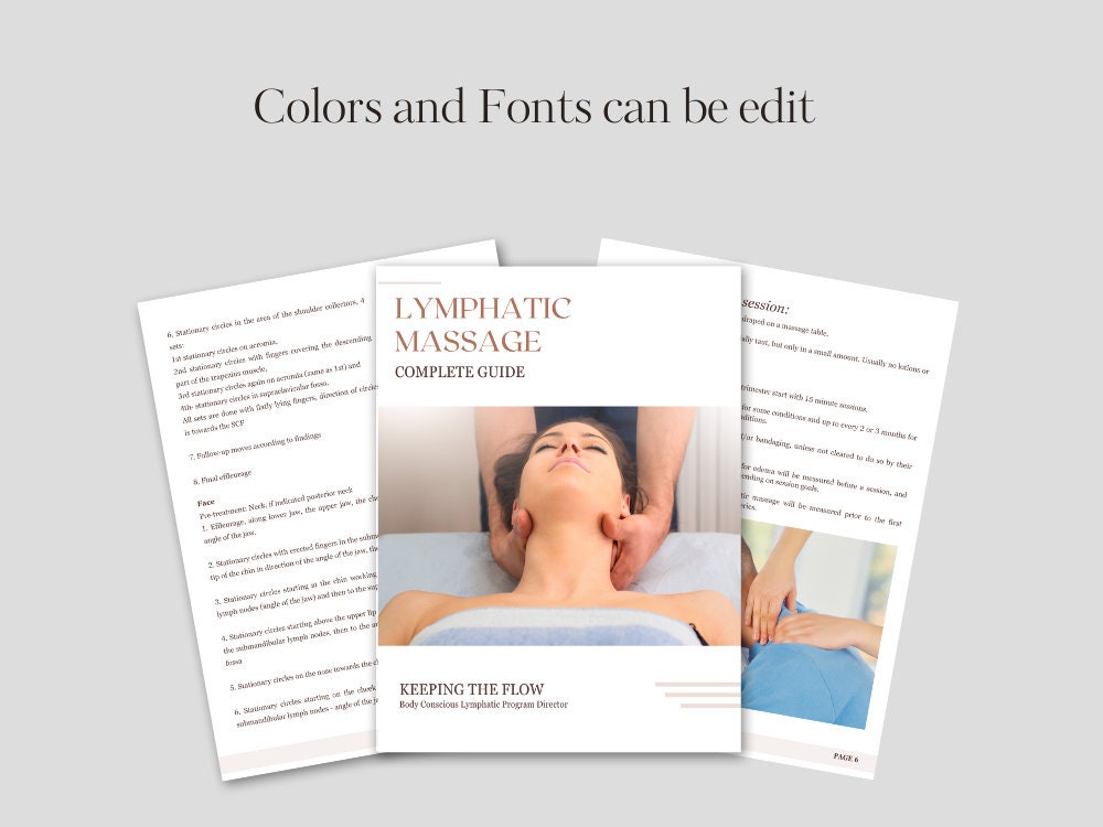 Editable and Printable Elegant Lymphatic Massage Complete Guide Instant Download, Full Editable ...