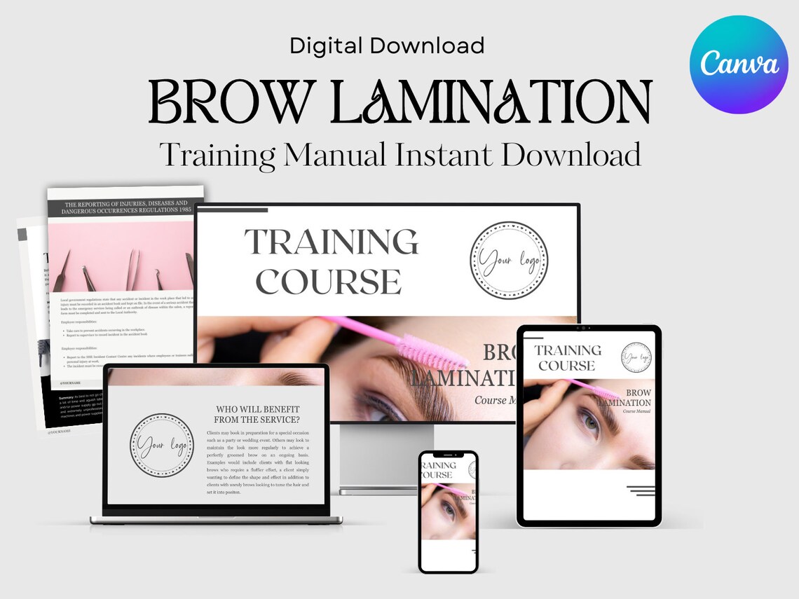 Editable and Printable Elegant Brow Lamination Training Manual Instant ...