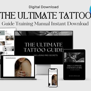 Editable and printable elegant Tattoo Guide Training Manual Instant Download, Full Editable Tattoo Course Training Manual, Canva edit