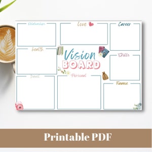 Minimalist and elephant printable Vision Board Template, boho Vision board for Manifestations, Affirmations Planners, Dream Board