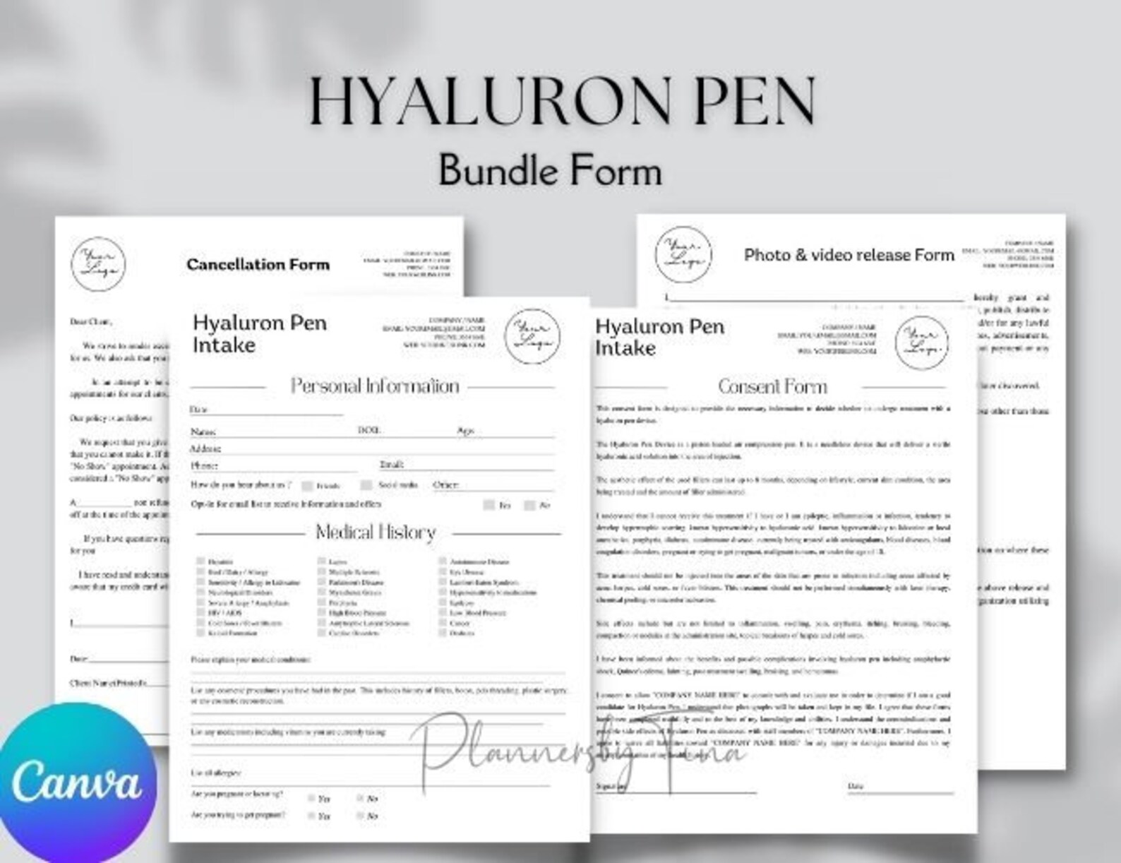 Editable and Printable Hyaluronic Acid Pen Intake Consent Forms
