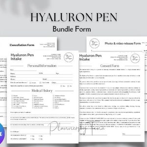 Editable and Printable Hyaluronic Acid Pen Intake Consent Forms, esthetician business Form template, Spa forms, Hyaluron form template