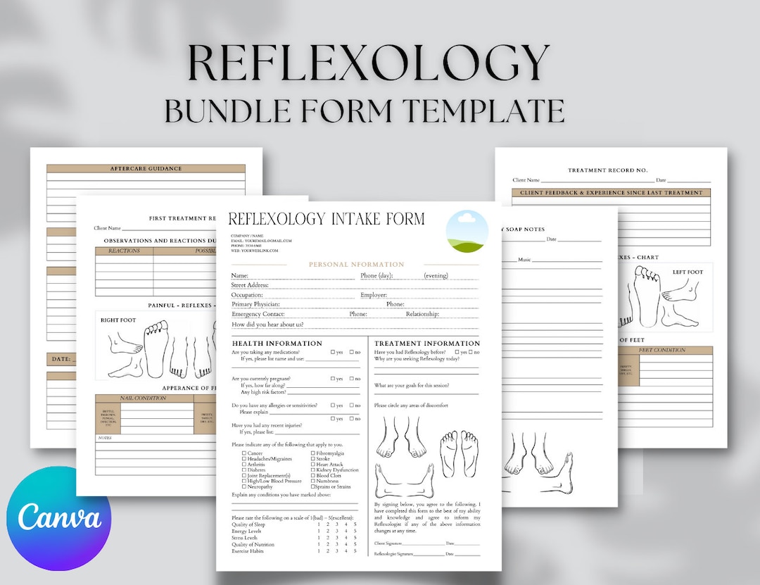 Editable and Printable Reflexology Client Form Template, Reflexology ...