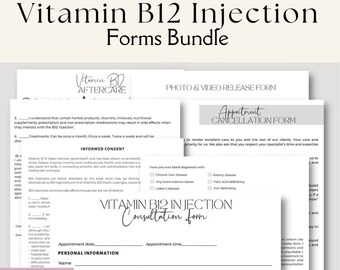 Editable Vitamin B12 Injection Forms, B12 shot client intake form, Esthetician Forms, Therapist Template, Consent Form, B12 form template