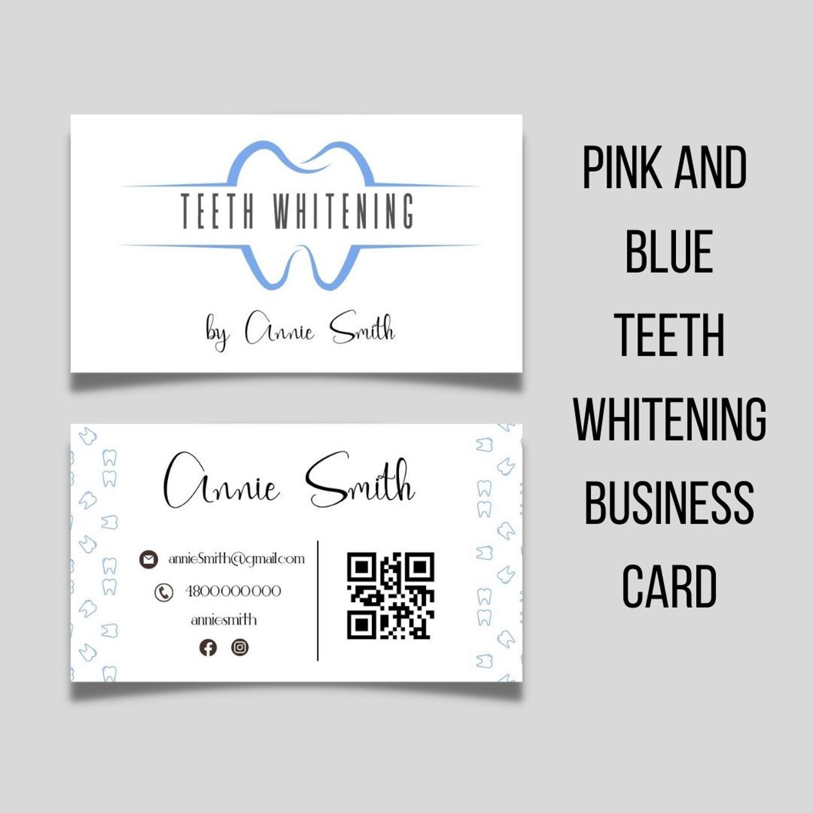Editable and Printable Teeth Whitening Business Card Template, Teeth