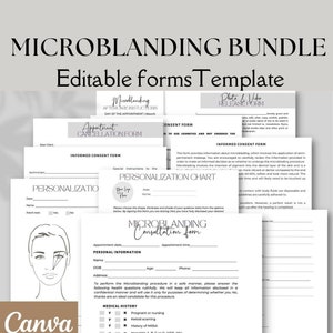 Editable Microblanding Bundle Consultation Form, client Form, Photo Release,Personalization Chart, Esthetician form, permanent eyebrows form