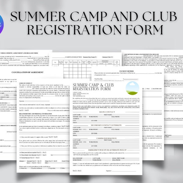Summer Camp Registration Form Template Etsy Summer Camp Registration Form Template Etsy
