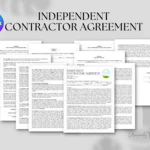 Editable and printable Independent Contractor Contract Template, Independent Contractor Form template, Editable Instant Download