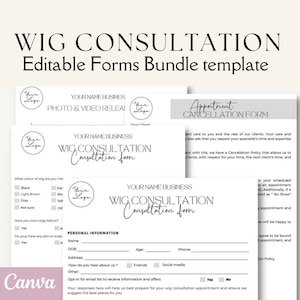 Editable and Printable Wig Consultation Form Template, wigs Client Form, Wig and Hair Business Forms, Hair Stylist, Beauty Salon