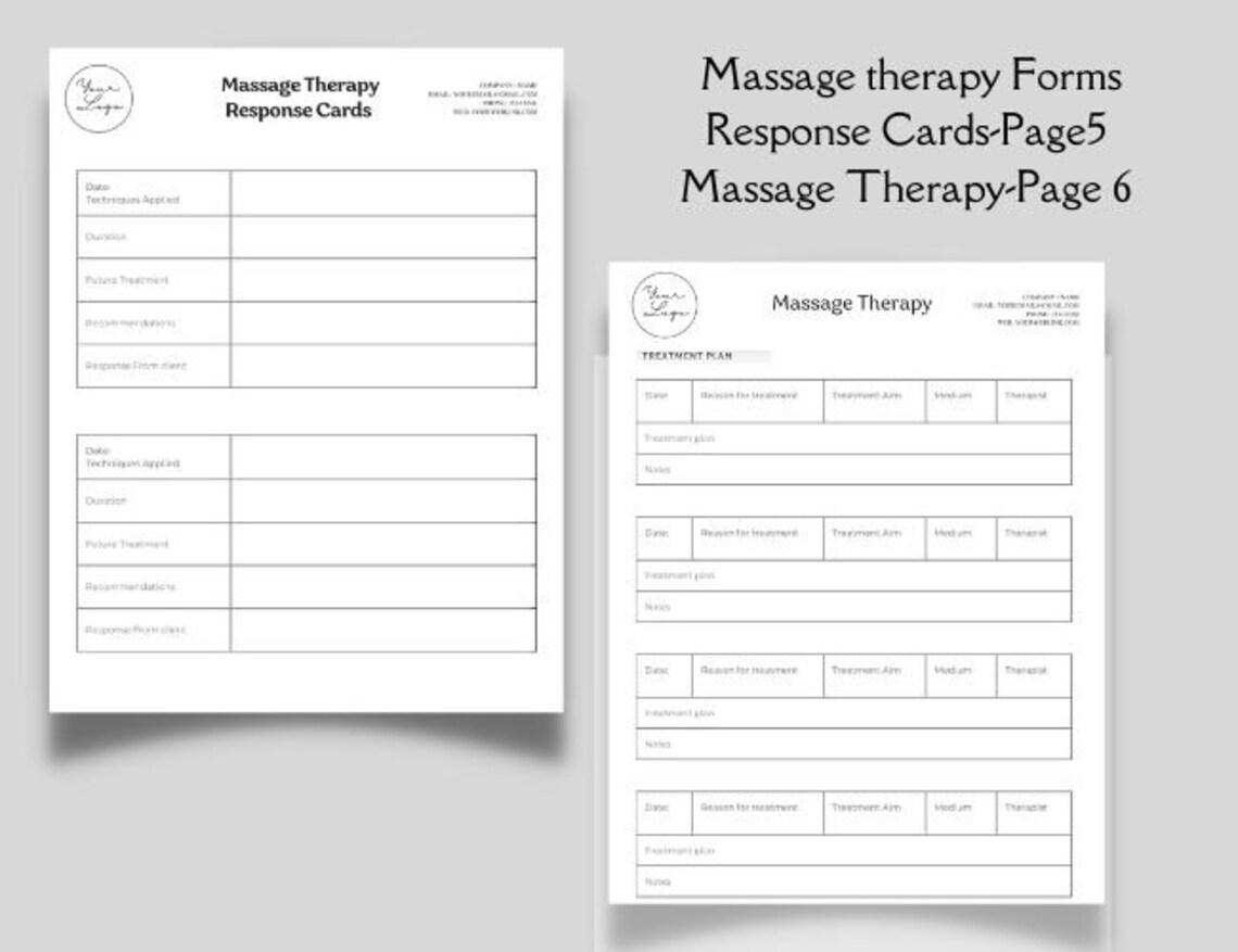 Editable and Printable Massage Therapist Client Forms, Massage Business