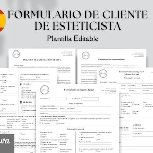 Bewerkbare formule voor de klantenadministratie, de Esteticista-onderhandelingen en de spa, het consultatieformulier voor het piel