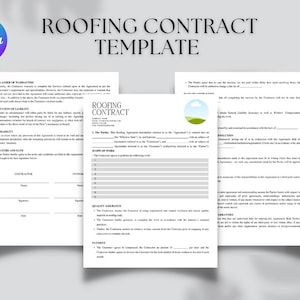 Editable and printable Roofing Contract Agreement Template, Professional Roofing Contract Template, roofing Independent services contract