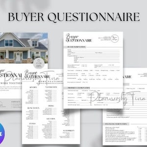 Real estate Buyer Questionnaire Form editable template, Client questionnaire Form, Real estate Buyer questions, Real Estate Business Form