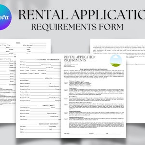 Editable and printable Rental Application form, Rental agreement form, Rental Application Qualifications and Requirements, Realtor business