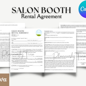 Editable and printable Salon Booth Rental Contract template, Salon Booth Rental Agreement, Salon Station Contract, Spa Rental, Salon Chair