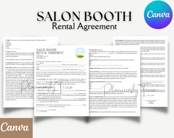 Editable and printable Salon Booth Rental Contract template, Salon Booth Rental Agreement, Salon Station Contract, Spa Rental, Salon Chair