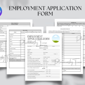 Editable and Printable Employment Application form Template, Job application Forms editable template, Applicant information form template