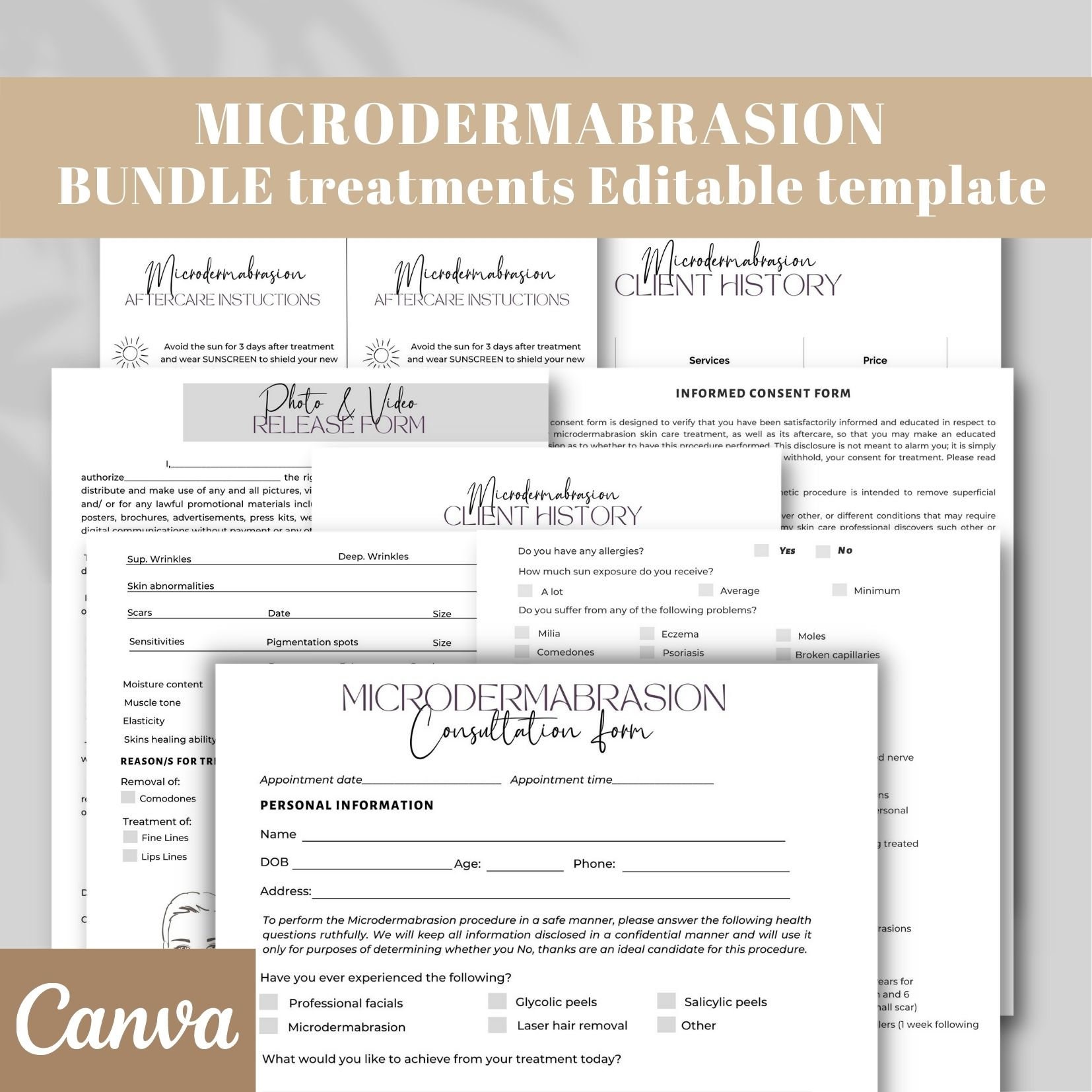 Full Editable Microdermabrasion Form Template - Etsy