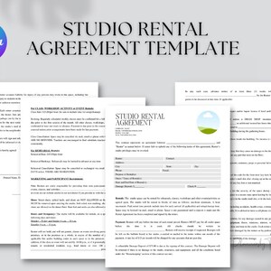 Editable and Printable Studio rental agreement Contract template, studio Rental Service Contract, Studio Rental Contract