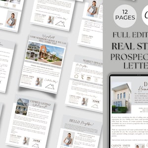 Lettere di marketing immobiliare modificabili, Lettera di prospezione di agenti immobiliari, Marketing di agenti immobiliari, Lettere di prospezione di venditori DOWNLOAD IMMEDIATO