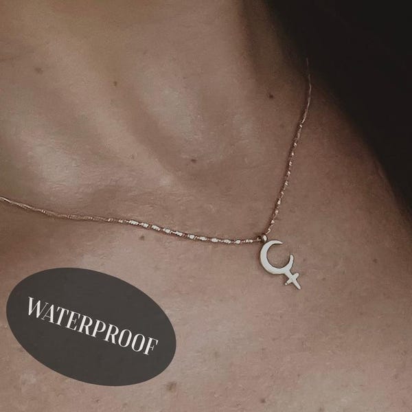 LILITH Dainty Astrology Necklace: Water-Resistant 14k Gold  or White Gold