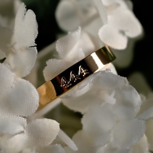 444 Angel Number Ring: 14k Gold Stackable Engraved Ring
