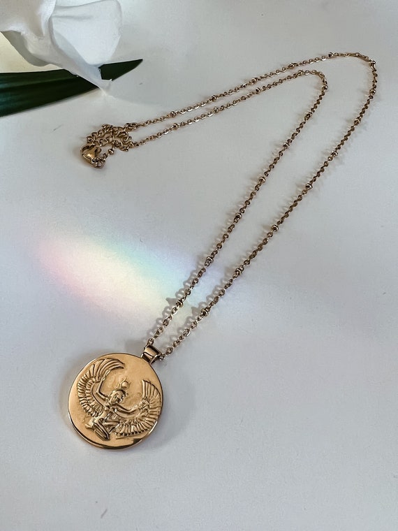 Goddess Isis | TARNISH RESISTANT | 14k Gold Satellite Chain | Pendant Necklace | Ancient Egypt | Key Code 1 | Waterproof | Goddess of Magic