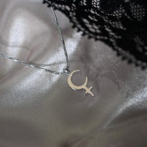 Crescent Lilith Moon astrology silver necklace