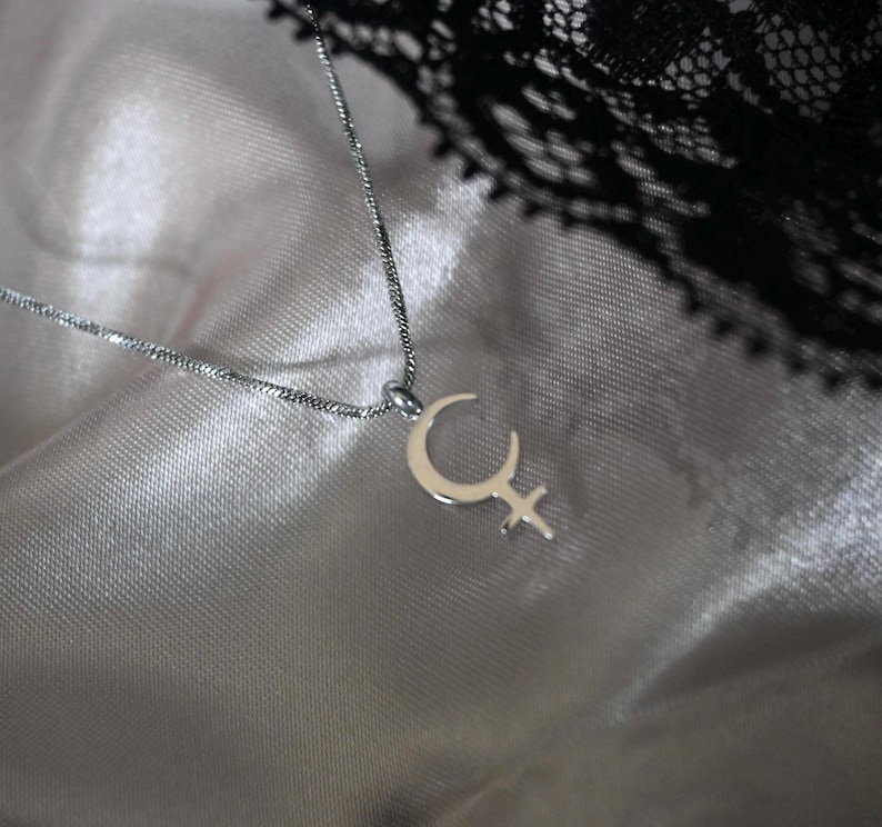 Crescent Lilith Moon astrology silver necklace
