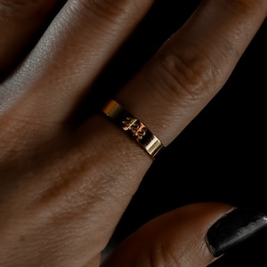 222 Angel Number Ring: 14k Gold Stackable Unisex Ring