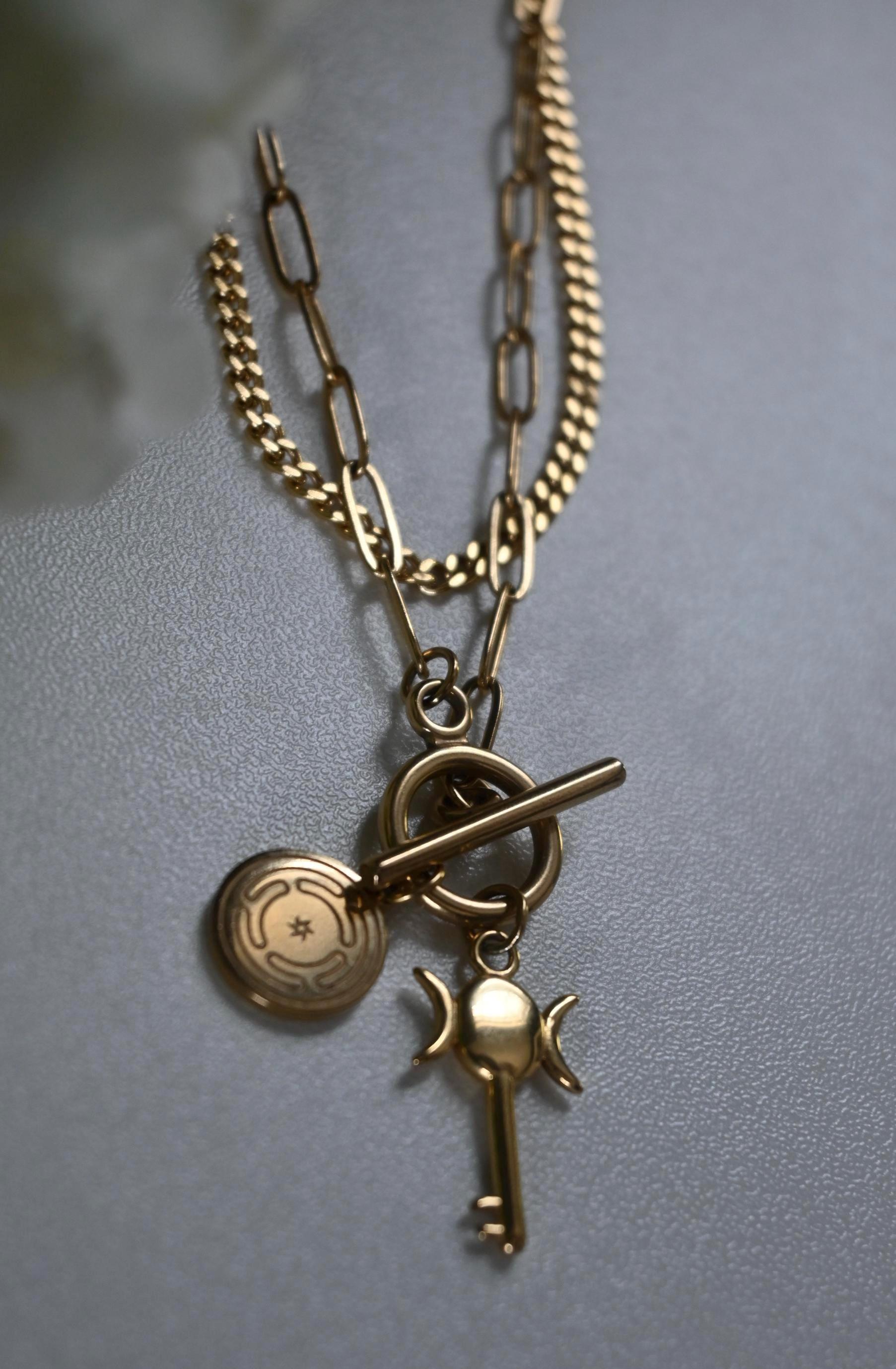 Labyrinth Chain HECATE Dainty Water-resistant Layering Necklace | 14k Gold Paperclip ...