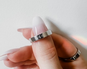 444 Angel Number Ring: 14k Gold or White Gold Water-Resistant Stackable Stainless Steel