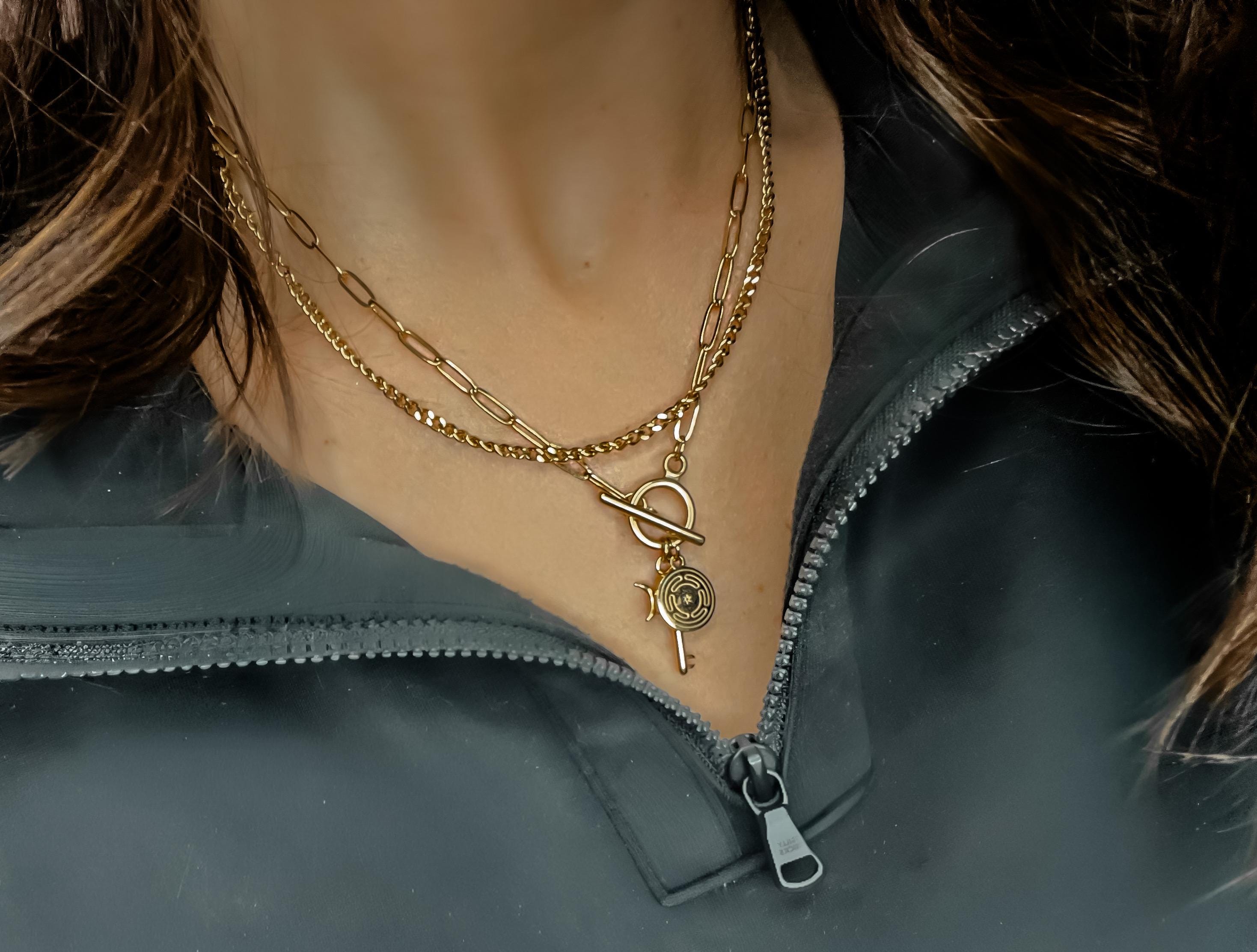 Labyrinth Chain HECATE Dainty Water-resistant Layering Necklace | 14k Gold Paperclip ...