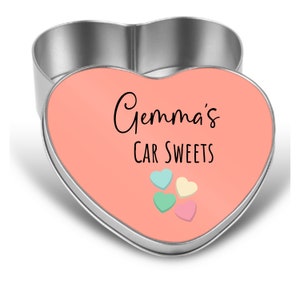 Personalised Car Sweets Tin, Passing Driving Test Gift, Gift for Her, Heart Tin