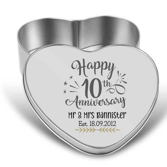 Personalised 10th Wedding Anniversary Tin Tin Anniversary Etsy UK